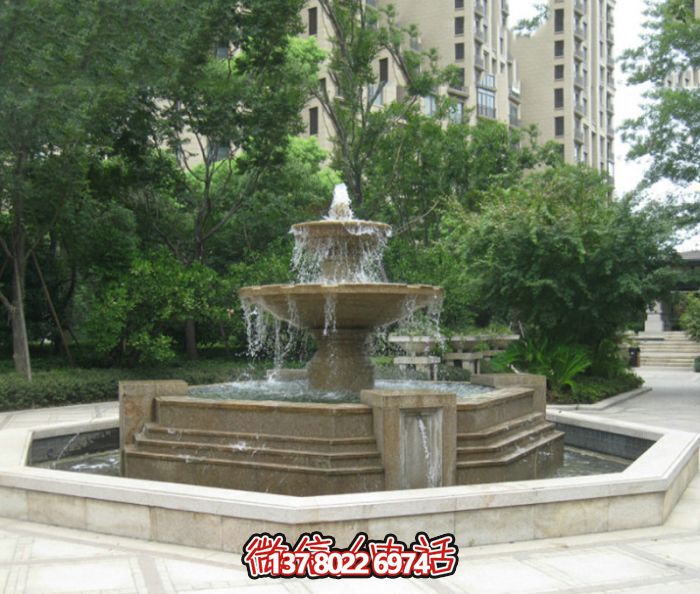 精美石雕大型噴泉，美化小區(qū)廣場景觀