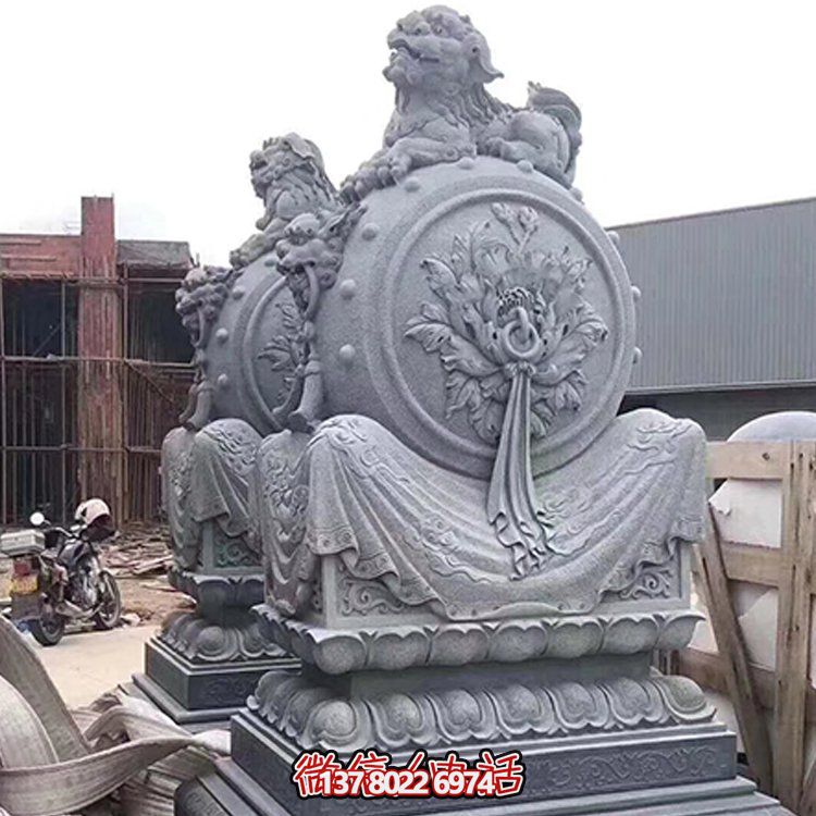 精美大理石石雕抱鼓雕塑，添彩戶外園林景觀