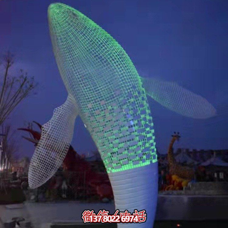 不銹鋼鯨魚雕塑景觀，營造完美空間氛圍