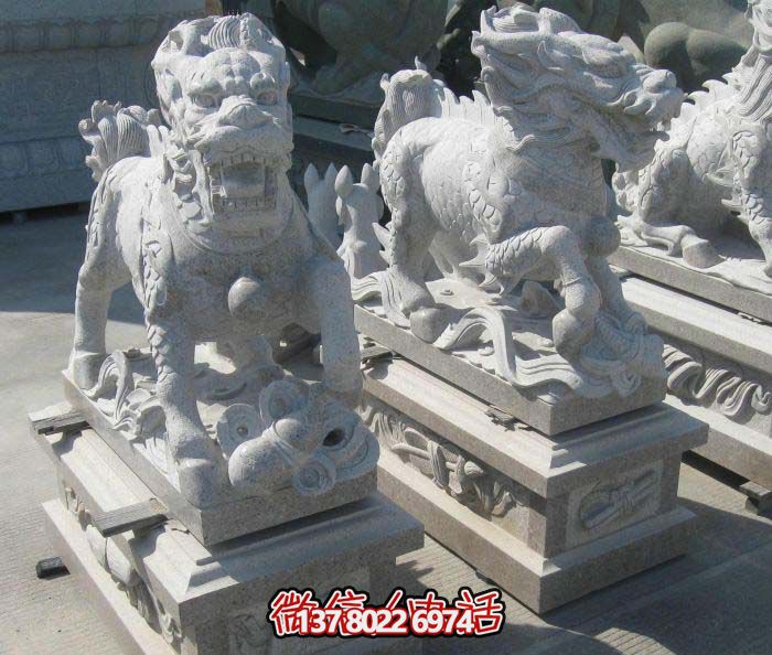 精美大理石石雕麒麟雕塑，一件精致的家居裝點品
