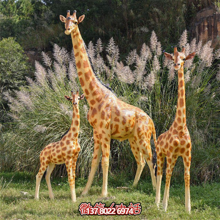 玻璃鋼彩繪大型仿真長頸鹿，為動物園、園林添彩