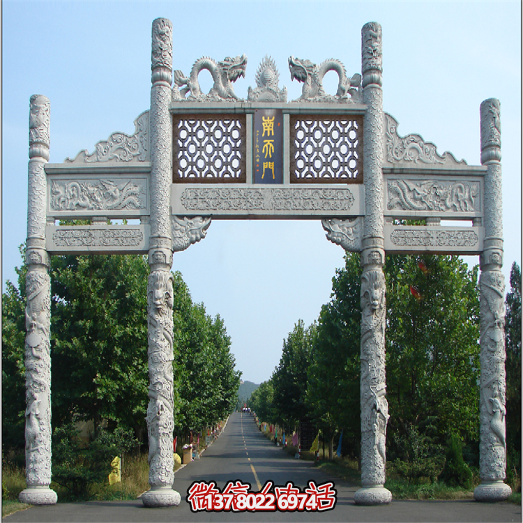 藝術(shù)型大理石雕刻品，精致浮雕牌坊