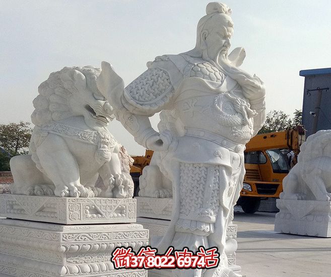 漢白玉大型關公雕塑，增添景觀美感