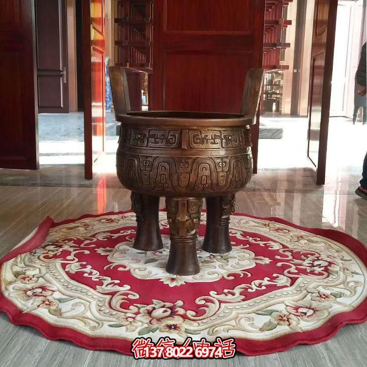 純銅鼎仿古香爐擺件，圓潤(rùn)家居裝飾