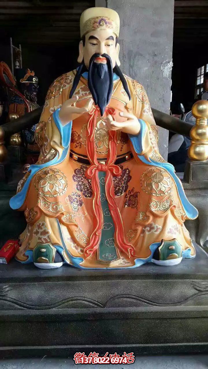 精美供奉財(cái)神雕塑，玻璃鋼彩繪絢麗奪目