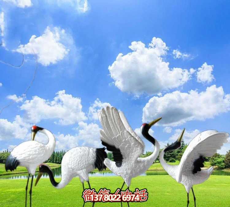 仙鶴彩繪玻璃雕塑，一次欣賞美麗風(fēng)景
