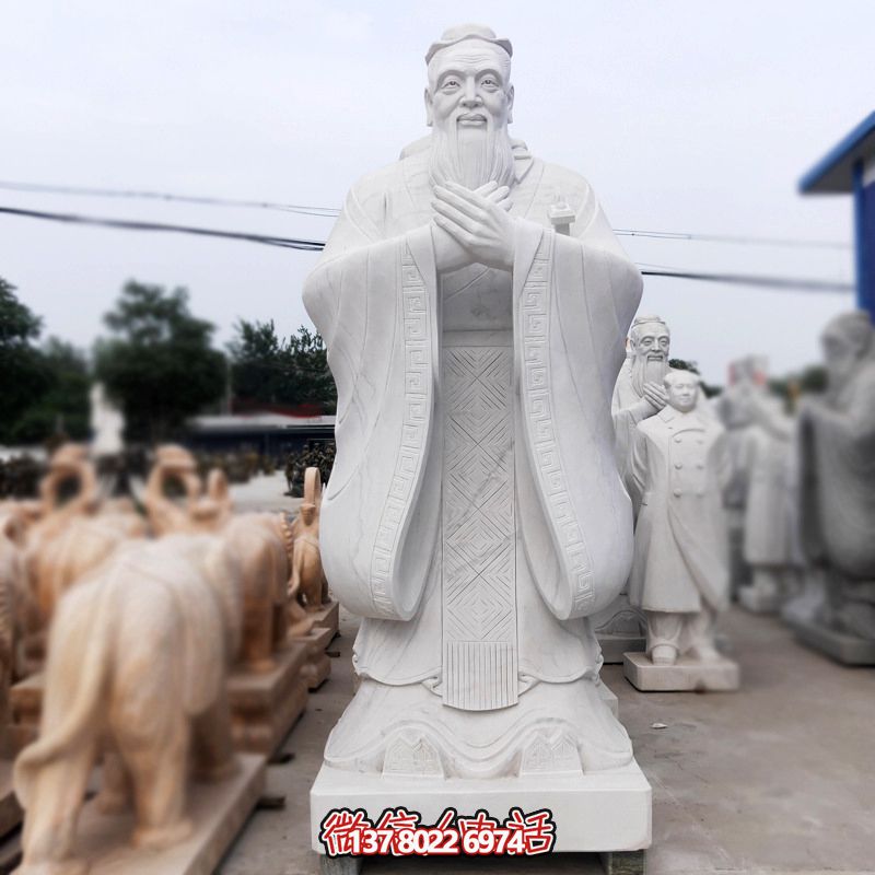 漢白玉孔子雕塑傳承中華文化，融入創(chuàng)意景區(qū)