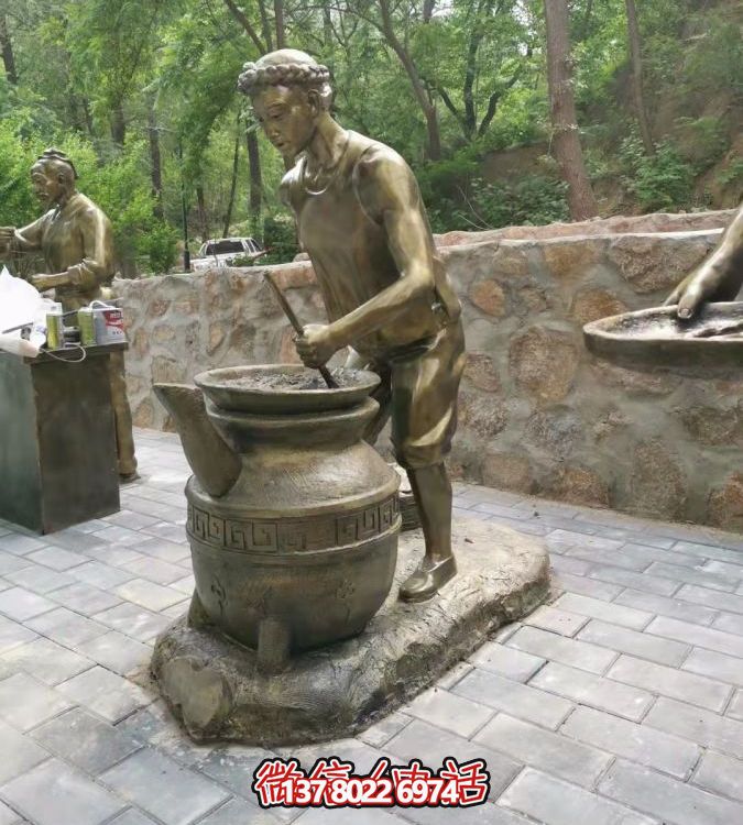 仿銅情景人物玻璃鋼雕塑，環(huán)境美化街道戶外小品