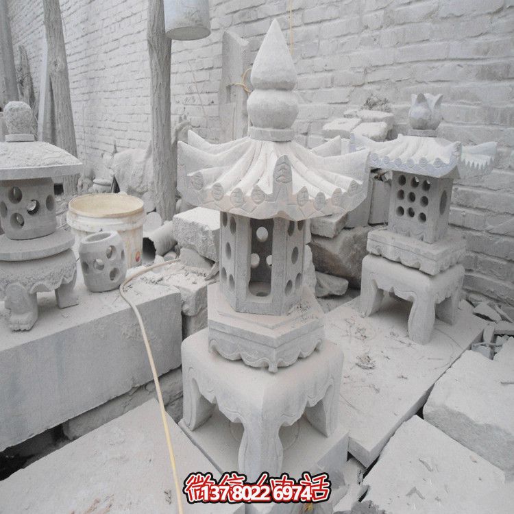 精美石燈鏤空大理石裝飾擺件，點(diǎn)亮你的漢白玉庭院