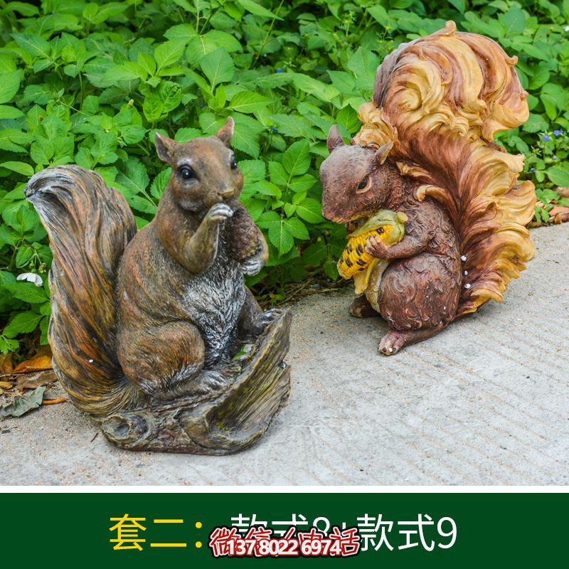 景區(qū)松鼠雕塑，玻璃鋼玻璃玉米抱松子