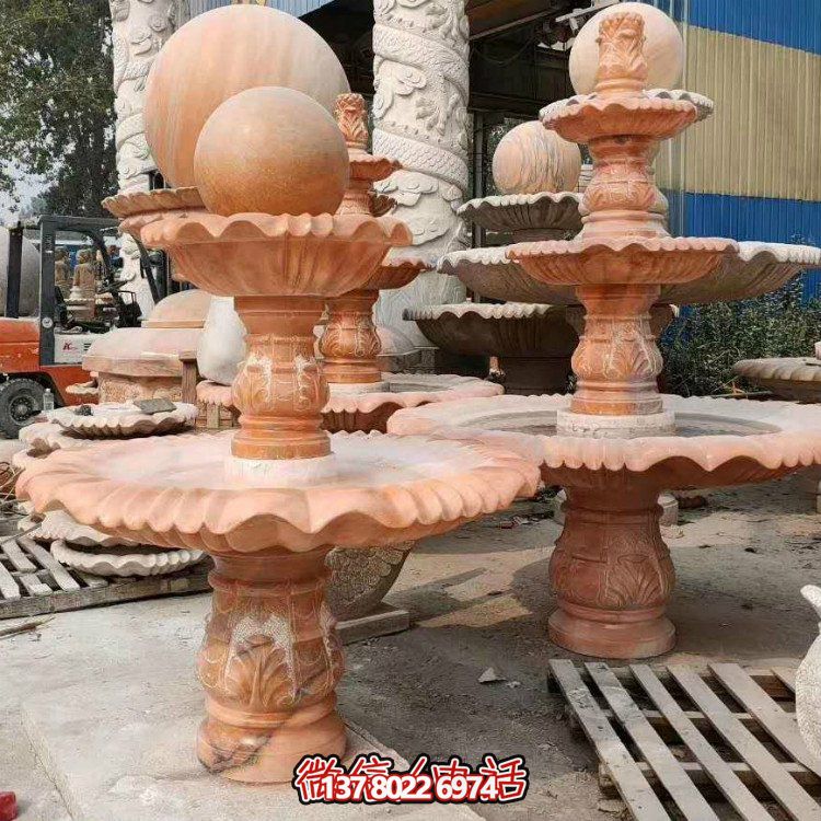 紅晚霞中式二層風(fēng)水球，讓你的庭院擺放流水轉(zhuǎn)運(yùn)風(fēng)水