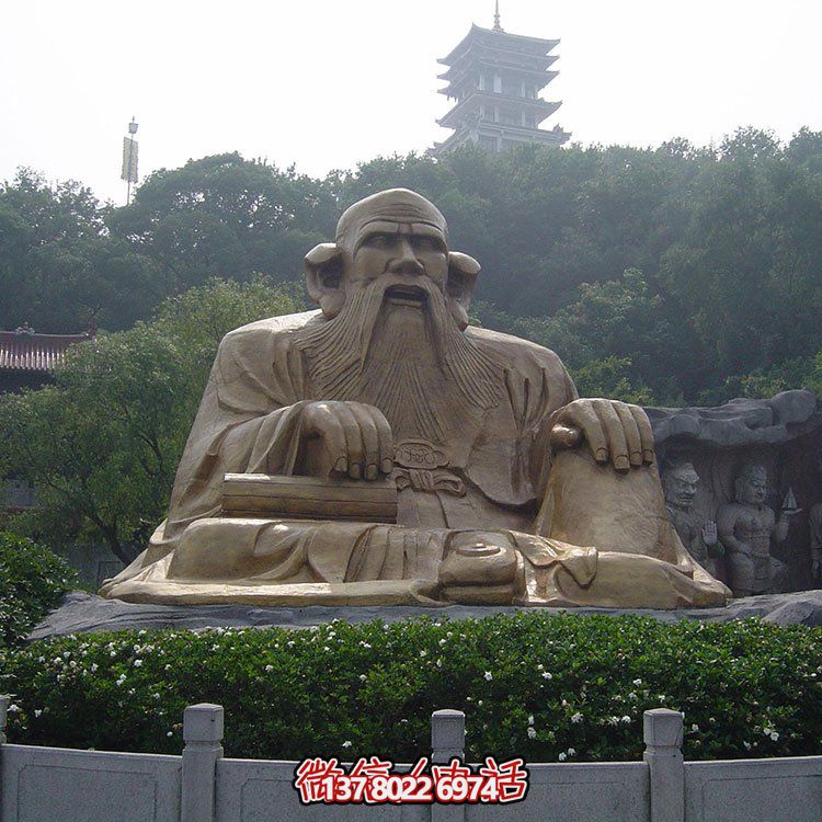 廣場(chǎng)景區(qū)大型銅雕老子，戶外仿銅古代人物雕塑