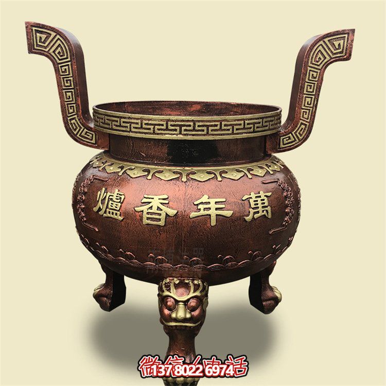 家用銅雕上香祈福鼎，香爐雕塑